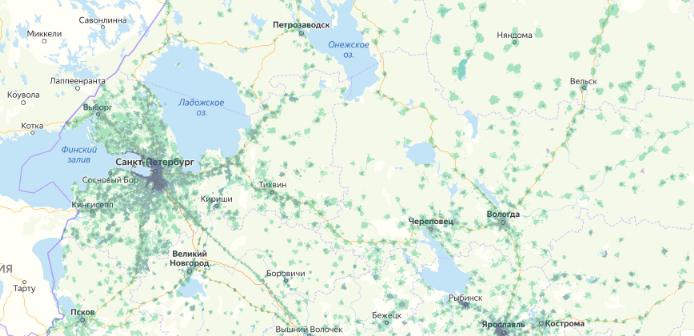 Зона покрытия МТС на карте Щелково 